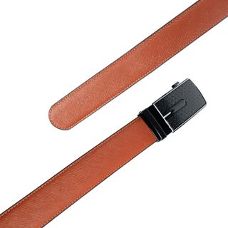Thắt lưng nam da bò saffiano kiểu khoá tăng đơ màu cam đuôi tròn DB07-ORA01