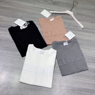Áo phông nữ dập nổi chữ Celine thời trang
