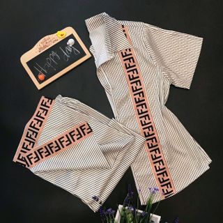 Đồ ngủ đồ bộ mặc nhà pijama tNqd sọc nhỏ cổ sơ mi chất lụa quảng châu giá sỉ