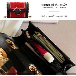 Túi đeo chéo chất nhung khóa thoi thanh lịch D738