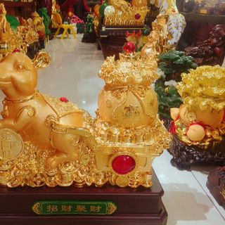 Tượng chuột phong thuỷ kéo túi tiền vàng