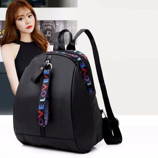Balo Nữ Vừa Nhỏ Vải Dù Màu Đen Trẻ Trung D1386