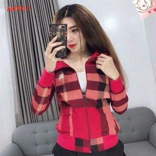 Aó khoác nữ da cá chống nắng sọc caro