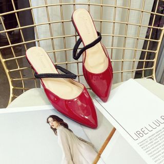 Giày sandal quai thun ôm chân da bóng