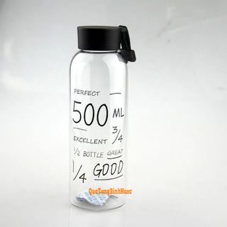 Bình Nước Thuỷ Tinh Có Quai 500ml Q012 In Logo Công Ty