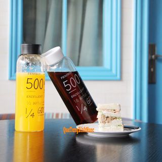Bình Nước Thuỷ Tinh Có Quai 500ml Q012 In Logo Công Ty