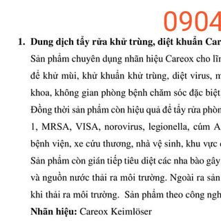 Nước tẩy rửa diệt khuẩn đa năng Careox
