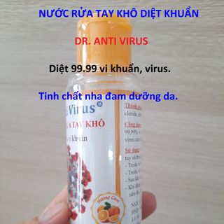 Nước rửa tay khô DrANTI VIRUS 100ml diệt 9999 vi khuẩn phòng bệnh Hương Cam sản khoái Freeship toàn quốc