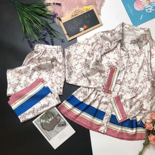 Đồ ngủ đồ bộ Mặc nhà pijama TDQd in chân màu chất lụa in 3D cao cấp giá sỉ