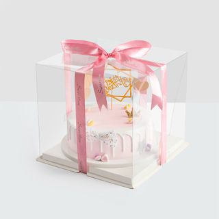 Hộp bánh sinh nhật nhựa trong suốt size 25x25 cao 25 cm không bao gồm ruybang