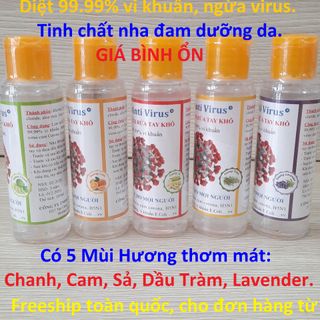 Nước rửa tay khô DrANTI VIRUS 100ml diệt 9999 vi khuẩn phòng bệnh Hương Sả tươi mát