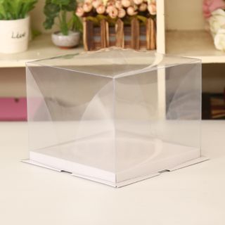 Hộp bánh gato nhựa trong suốt - KT26cmx26cmx17cm không kèm Ruyban