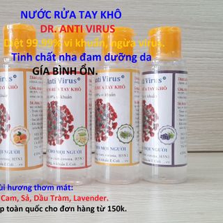 Nước rửa tay khô DrANTI VIRUS 100ml diệt 9999 vi khuẩn phòng bệnh Hương chanh tươi mát