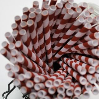 200 ống hút giấy màu trắng đỏ kích thước 197x6mm thân thiện môi trường-Dùng cho mọi loại nước ngọt cà phê