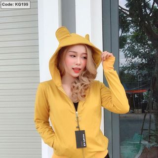 Áo khoác nữ trơn nón phối siêu cưng