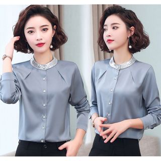 Áo Sơ Mi Cổ Trụ Cao Cấp Hàn Quốc Công Sở Size S - XL giá sỉ