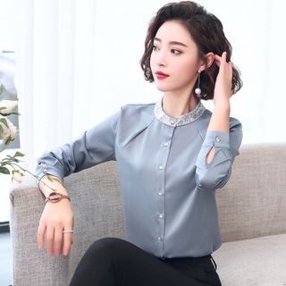 Áo Sơ Mi Cổ Trụ Cao Cấp Hàn Quốc Công Sở Size S - XL