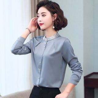 Áo Sơ Mi Cổ Trụ Cao Cấp Hàn Quốc Công Sở Size S - XL