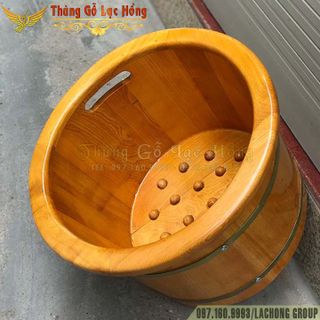 Chậu Ngâm Chân Gỗ Pơ Mu Bo Viền Có Hạt Massage