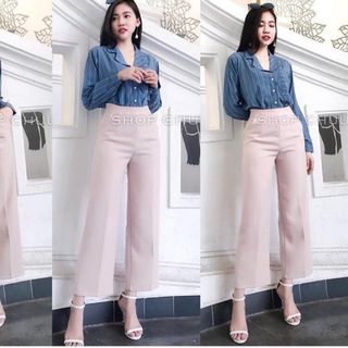Quần ống rộng khoá sườn
