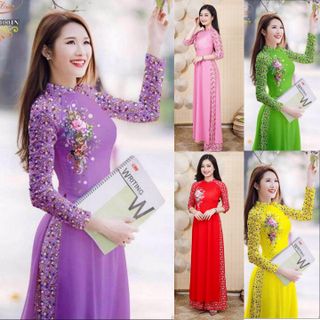 Áo dài tay lỡ họa tiết hoa nhí AD3