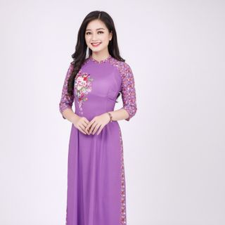 Áo dài tay lỡ họa tiết hoa nhí AD3