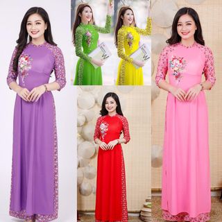 Áo dài tay lỡ họa tiết hoa nhí AD3