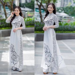 Áo dài cách tân họa tiết hoa hồng AD2
