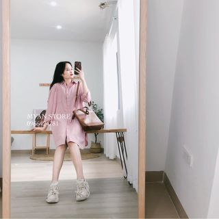 Váy hồng sơ mi