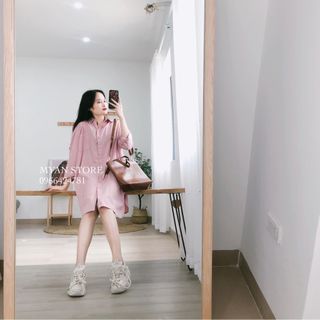 Váy hồng sơ mi