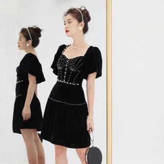 ĐẦM ÔM SÁT NÁCH CỔ TIM XẾP LY 2 BÊN CÁ TÍNH MS 2412