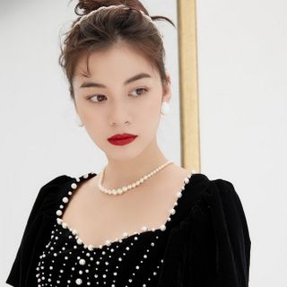 ĐẦM ÔM SÁT NÁCH CỔ TIM XẾP LY 2 BÊN CÁ TÍNH MS 2412