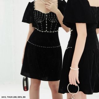 ĐẦM ÔM SÁT NÁCH CỔ TIM XẾP LY 2 BÊN CÁ TÍNH MS 2412