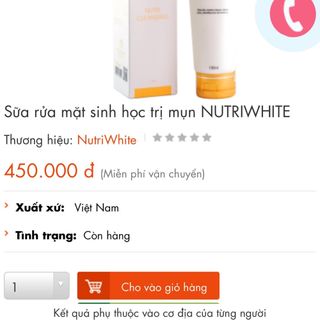 Sữa rửa mặt trắng da ngăn ngừa và trị mụn Nutriwhite 120ml