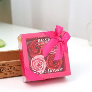 Hoa Hồng Sáp Thơm 4 Bông Hộp Nơ