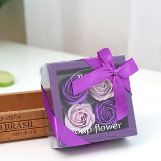 Hoa Hồng Sáp Thơm 4 Bông Hộp Nơ
