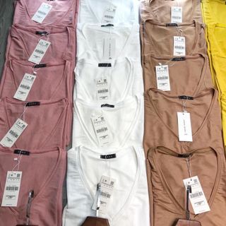 Áo thun nữ cổ tim trơn màu thời trang