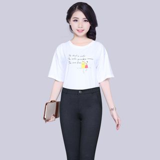 Quần Dài Thun in 1 Nút Dây Kéo Lưng Cao Tts Dth02
