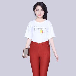 Quần Dài Thun Coton 1 Nút Dây Kéo Lưng Cao Tts Dth01