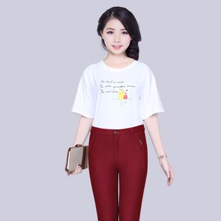 Quần Dài Thun Coton 1 Nút Dây Kéo Lưng Cao Tts Dth01