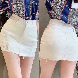 Chân váy jean xước rách thời trang