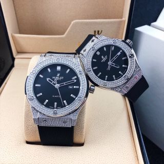 Đồng hồ đính hạt nam nữ đính hạt dây silicon Hublot