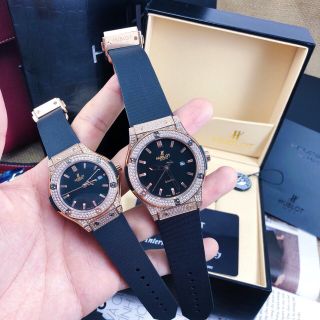 Đồng hồ đính hạt nam nữ đính hạt dây silicon Hublot