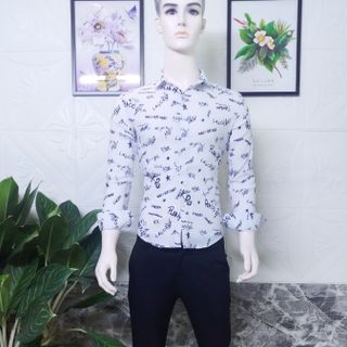 Sơmi lụa cotton hoa văn cao cấp