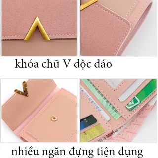 Ví nữ da lộn chữ V đẹp quảng châu cao cấp