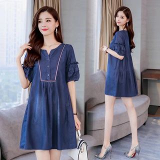 đầm jean form chữ A 2020
