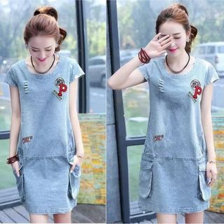 đầm jean form chữ A 2020