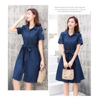 đầm sơ mi jean 2020