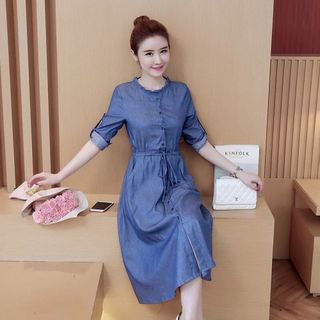 đầm sơ mi jean 2020