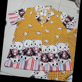 Bộ tay ngắn quần dài gấu chân bông